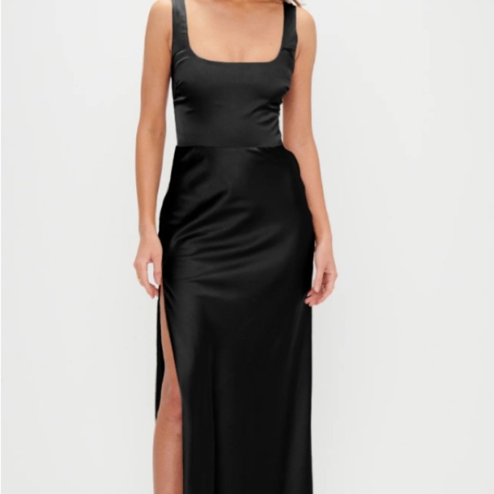 Show Me Your MuMu Black Slit Maxi Dress
